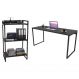 Conjunto Escritório Estilo Industrial Mesa 150cm e Estante 60cm 3 Prateleiras Prisma C08 Preto Onix - Mpozenato