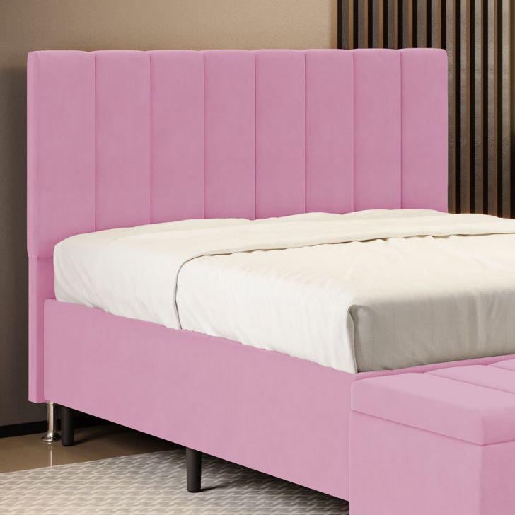 Cabeceira Nashira 195 para Cama King Z-009 Sued Rosê Aradecor