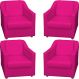 Kit 4 Poltronas Decorativas Para Sala Mila Corino Pink Pé De Plástico - Clique E Decore