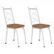 Kit 2 Cadeiras de Cozinha Delaware Estampado Rattan Bege Pés de Ferro Branco - Pallazio