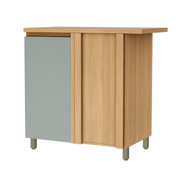 Balcão de Cozinha Rainha com Tampo 1 Porta Nature e Verde 92 cm