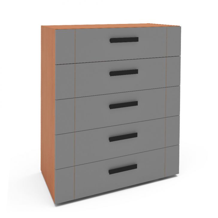 Cômoda Lisboa 5 Gavetas Cinza e Freijó