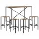 Mesa Para Sala de Jantar e 4 Banquetas Altas Steel Quadra Vermont Base Preta - Artesano