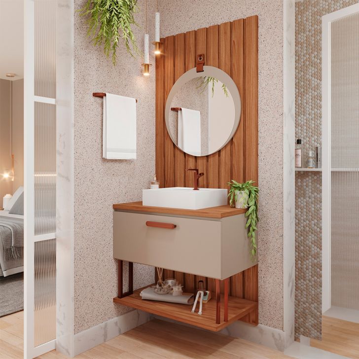 Painel Ripado Decor para Banheiro 117x61cm Freijó