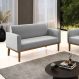 Poltrona Namoradeira Decorativa Isabella Pés Fixo em Madeira Castanho Suede Cinza G19 - Gran Belo
