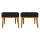 Kit 2 Puff Decorativo Retangular Para Sala Quarto Penteadeira Firenze Corino Preto