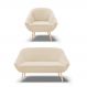 Kit 01 Namoradeira 02 Lugares e 01 Poltrona Giovana Suede Bege Pés Palito Natural - D'Rossi