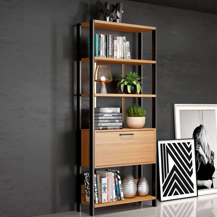 Estante Dijon 1 PT Freijó e Preta 74 cm