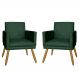 Combo 02 Poltrona Decorativa Pés Palito Nina Estilo Matelassê Verde - DS Estofados
