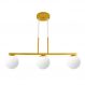 Lustre Pendente Jabuti Triplo Dourado com Globos de Vidro Brancos para 3 Lâmpadas G9 de LED Bivolt