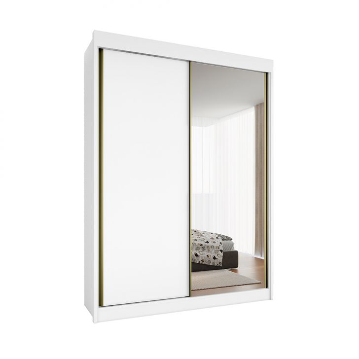 Guarda-roupa Casal 100% Mdf Com Espelho Chicago 2 Portas 4 Gavetas Branco