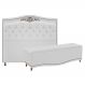 Kit Cabeceira e Calçadeira Yasmim 140 cm Casal Corano Branco - Amarena Móveis