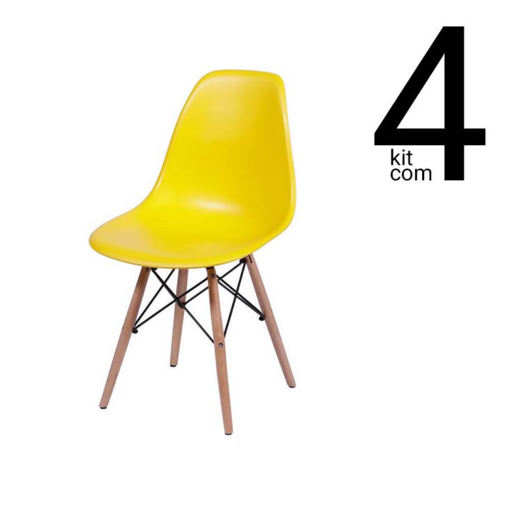 Conjunto 4 Cadeiras Eames DSW - Amarelo