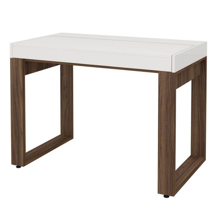 Mesa Para Escritório Escrivaninha Squadra A02 Web Nogal Branco - Lyam Decor