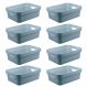 Conjunto 8 Caixas Organizadoras Cube Média 10,5L Plástico com Alças Laterais OU Azul Glacial