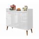 Buffet Aparador Retrô Delux 2 Portas Branco Gloss - MoveisAqui