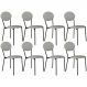 Kit 08 Cadeiras Estofada Para Sala de Jantar Azuri Preto C01 Courino Off White - Lyam Decor