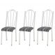 Kit 03 Cadeiras Tubular Branca 021 Assento Preto Listrado