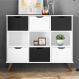 Conjunto Nicho Organizador Zuri 9 Espaços Retrô Branco + Kit 3 Gavetas Brancas + Kit 3 Gavetas Pretas