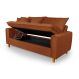 Sofa Living com Bau Multiuso 3 Lugares Suede Pes em Madeira