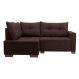 Sofá de Canto 4 Lugares Leme Suede Marrom