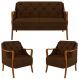Kit Namoradeira 135cm e 2 Poltronas Decorativas Capitonê Lapa M22 Veludo Marrom - Mpozenato