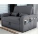 Sofá Cama 2 Lugares com Baú Hiram Veludo Cinza