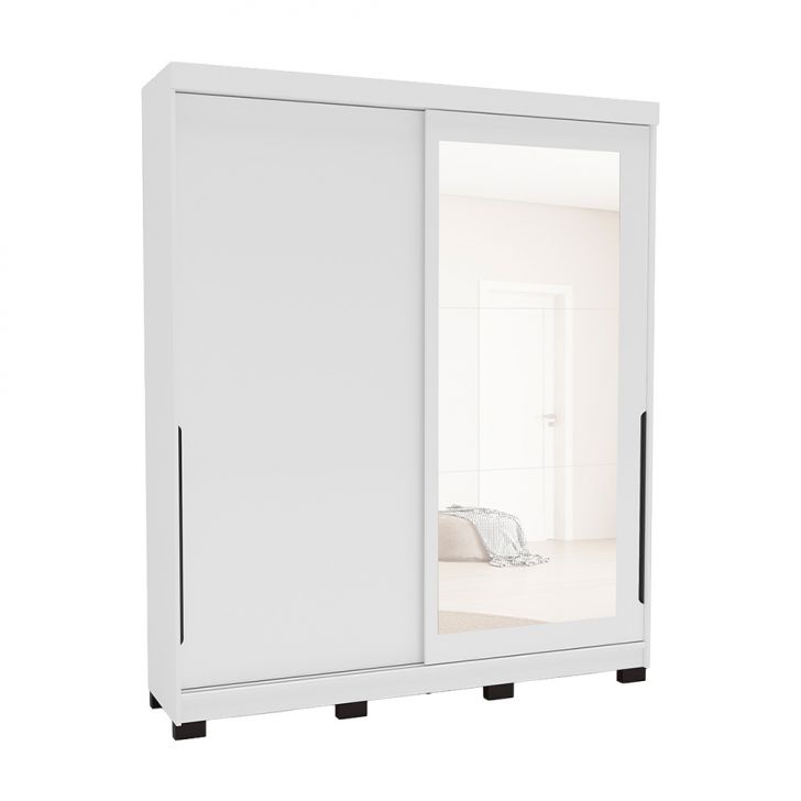 Guarda-roupa Casal Com Espelho Madrid 2 Portas 2 Gavetas Branco