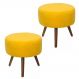 Kit 02 Puffs Banqueta Redondo Classic Suede Amarelo - DS Móveis