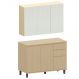 Kit Armário Aéreo 3 Portas e Balcão de Cozinha 120 cm Aurora Cinza Cristal Pet/Carvalho