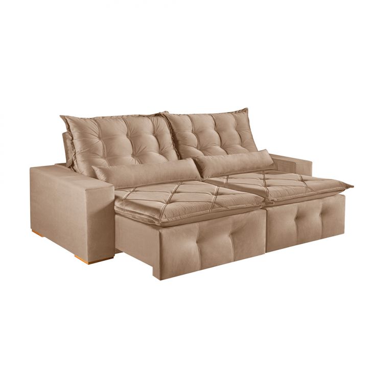 Image of Sofá 4 Lugares Retrátil E Reclinável França Suede Bege PLA-MO173AC05QWSMOB