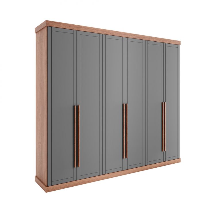 Guarda-roupa Casal Capri 6 Portas 6 Gavetas Avelã E Linho