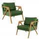 Kit 02 Poltronas Decorativa Sala Pietra Com Estrutura Madeira L02 Facto Verde Musgo - Lyam Decor