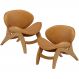 Kit 2 Poltronas Decorativa Orgânica Sala Living Kadosh L02 Couríssimo Canela - Lyam Decor
