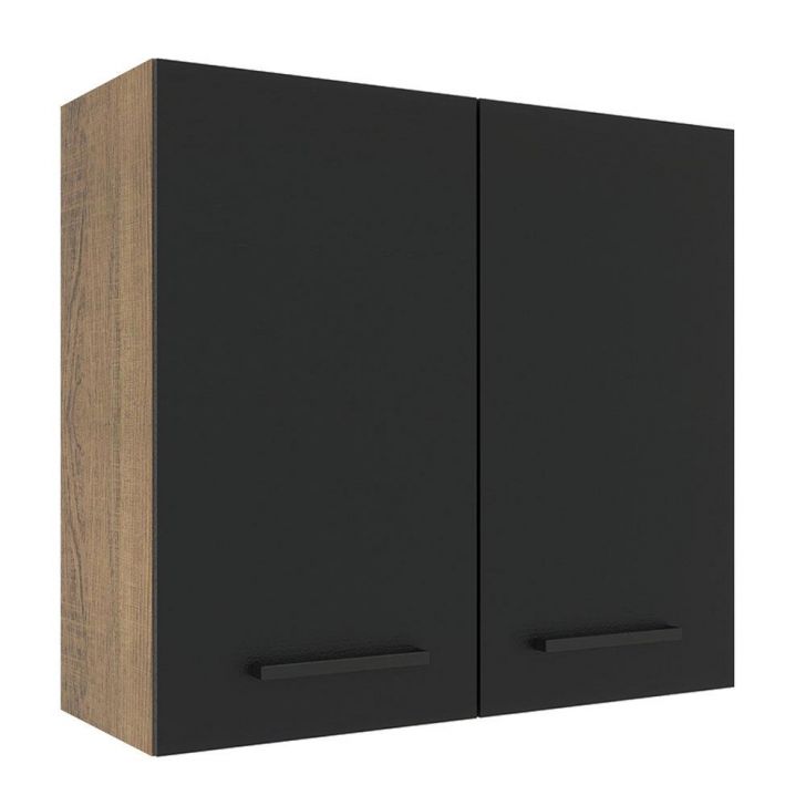 Armário de Cozinha Aéreo 70 cm 2 Portas Rustic/Preto Agata Madesa