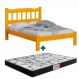 Cama De Casal De Madeira Maciça Cerejeira Pérola Nemargi Com Colchão Gazin Casal D33 138 x 188