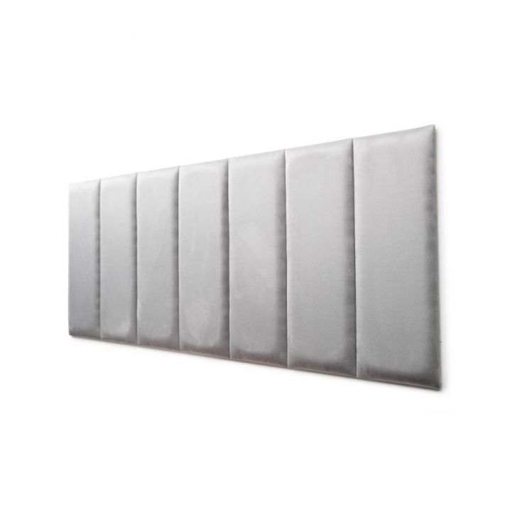 Placas Cabeceira Modulada Adesiva Casal Estofada 140cm x 60cm Kit 7 Placas - Suede Cinza