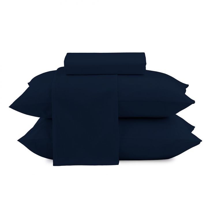 Jogo de Cama Queen com 4 Peças Azul Marinho
