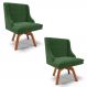 Kit 2 Cadeiras Estofadas Base Giratória de Madeira Lia Suede Verde - Ibiza