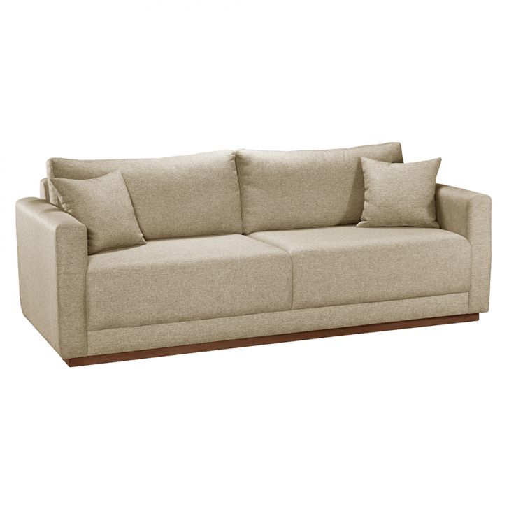 Sofá 3 Lugares Celine Poliéster Bege