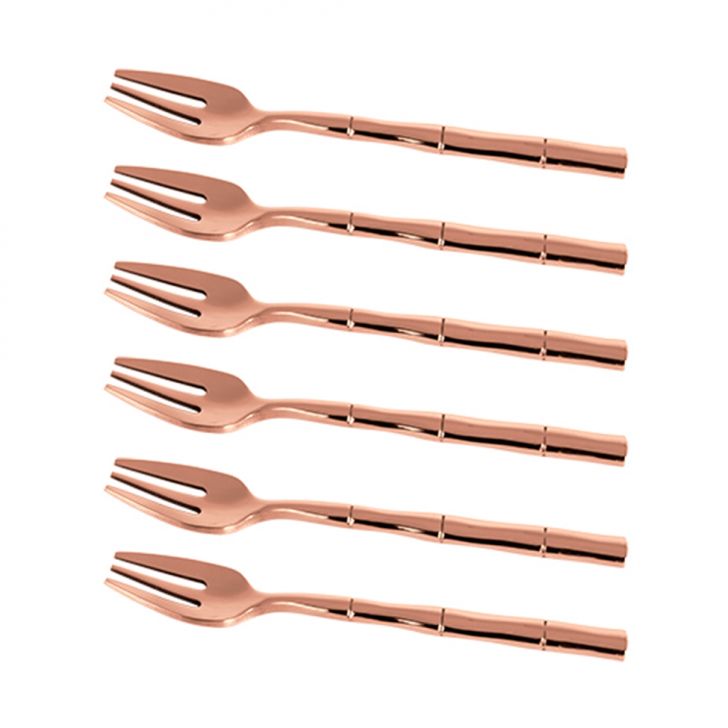 Jogo De 6 Garfos Para Bolo Steel Wood Inox