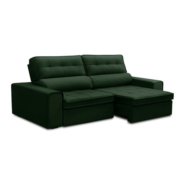 Image of Sofá 3 Lugares Retrátil E Reclinável Ravena Veludo Verde PLA-FE691UP05ECGMOB