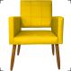 Poltrona Decorativa Reforçadas Para Sala Isa Suede Amarelo Pé Castanho - Clique E Decore