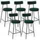 Kit 05 Banquetas Baixa Para Cozinha Sala De Jantar Bar Bancada Milão L02 Bouclê Verde - Lyam Decor