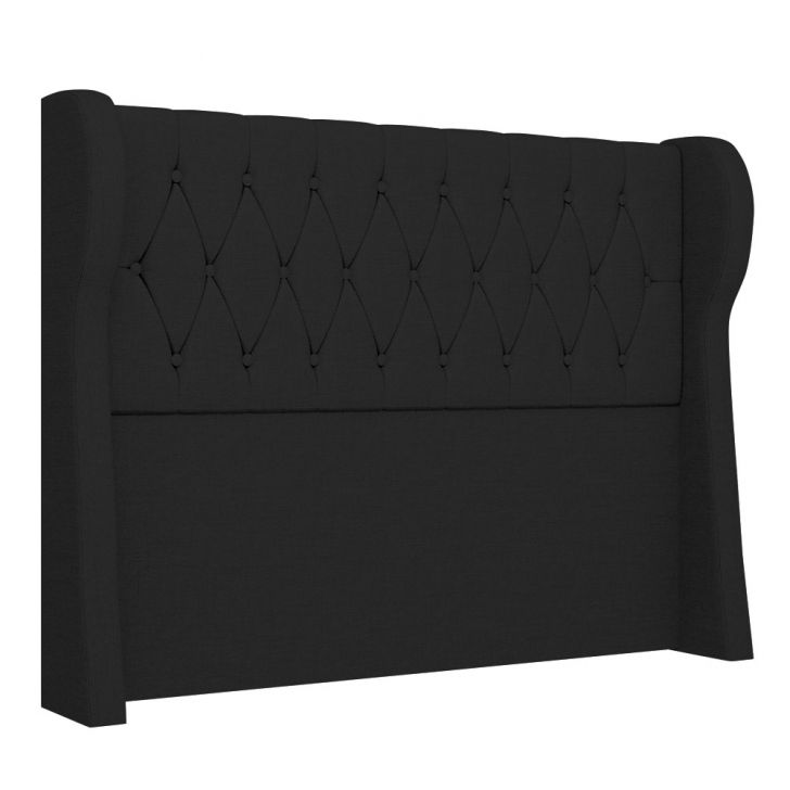 Cabeceira Casal Queen Cama Box 160cm Malva Z04 Linho Preto - Mpozenato