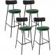 Kit 04 Banquetas Alta Bar Cozinha Sala Jantar Milão L02 Couríssimo Preto Facto Verde - Lyam Decor