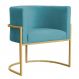 Poltrona Decorativa Sala de Estar Luana Base Gold Veludo Azul Turquesa - Montanaris Decor