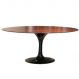 Mesa de Jantar Tulipa Saarinen Oval 120x80 cm Tampo Imbuia Base Preta