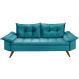 Sofa Retro Bariloche 3 Lugares Tecido Suede Pes em Madeira