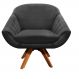 Poltrona Giratória Giovana Suede Preto Base Madeira MM30 D'Rossi